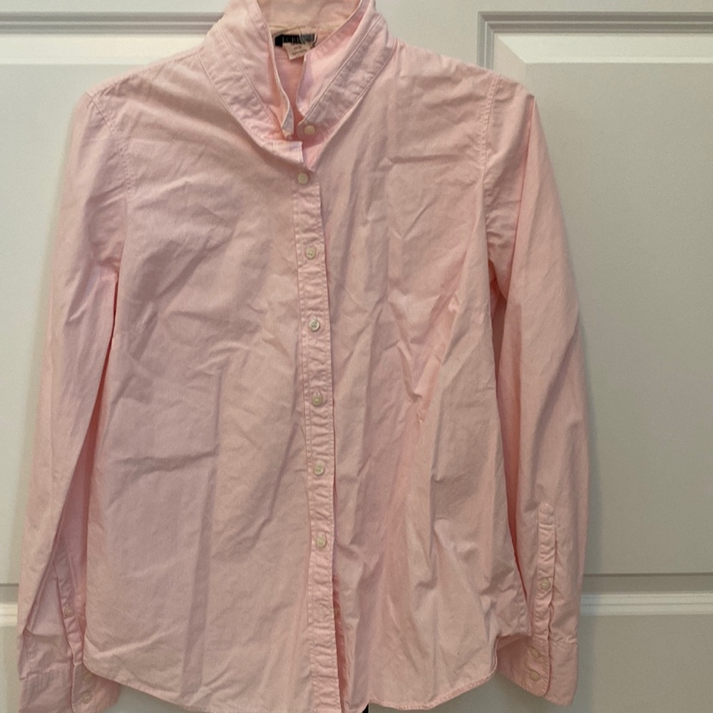 Women’s J Crew Factory pink striped blouse